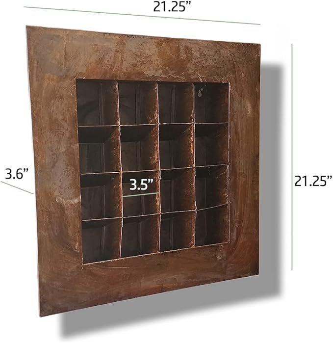 Modern Home Living Wall Galvanized Steel/Zinc Succulent Planter, Wall Mounted Garden Pocket Planter (16 Pocket, Rust Zinc)