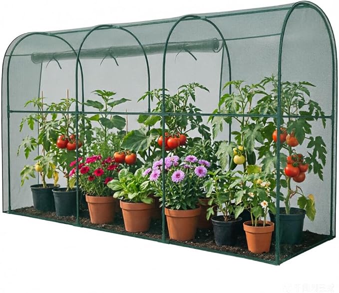 Crop Cages for Garden Plant, Plant Protection Tent with Zippered Door, Raised Bed Cover, Garden Bed Cover with Frame, Wind-Resistant Plant Cages for Outdoor Plants Vegetable Flower 130''*43''*71''