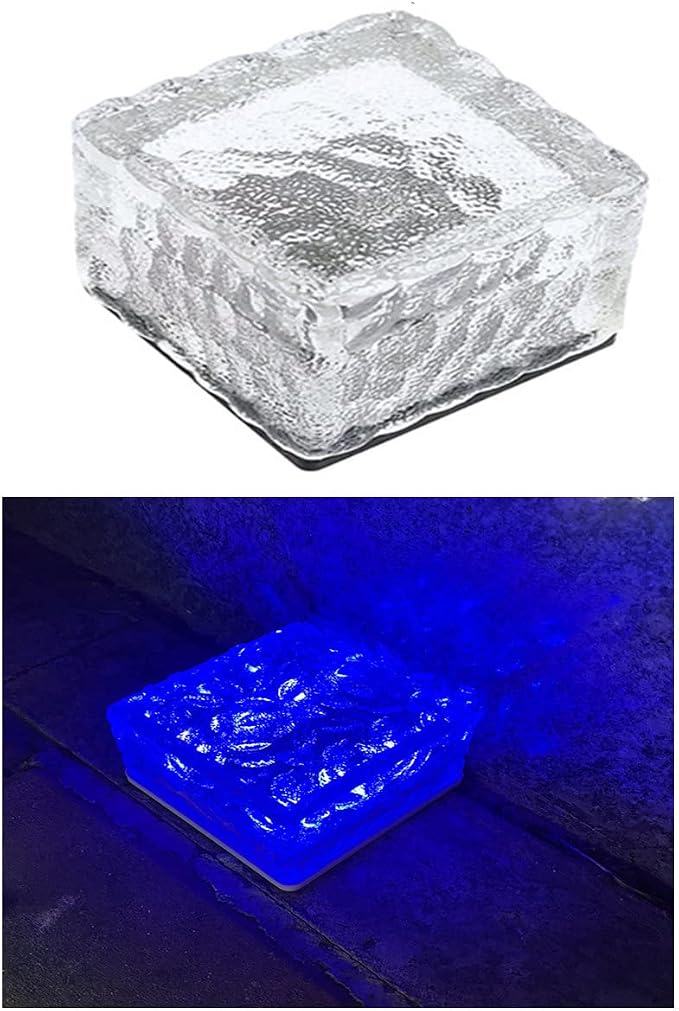 Outdoor Ice Cube Bricks Rocks Lights Solar Powered LED In Ground Pathways Patio Yard Garden Glow Lights Decor