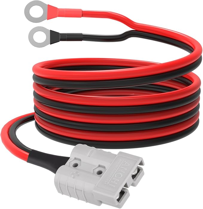 ELFCULB Anderson 50amp to O Ring Terminal, 10AWG Anderson SB50 Battery Quick Connect/Disconnect Cable for Forklift RV Boat Lithium Batteries(5FT)