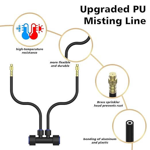 Drip Irrigation System 2 Ports - 360°Adjustable Garden Watering System 66FT with 40 Nozzles, Drip Irrigation Kit for Garden, Yard, Lawn, Greenhouse, Plants, 2/5 inch Hose