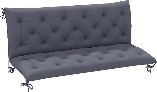 Outsunny 59" x 38" Tufted Bench Cushion for Outdoor Furniture, 3-Seater Replacement for Swing Chair, Patio Sofa/Couch, Overstuffed, Includes Backrest, Dark Gray