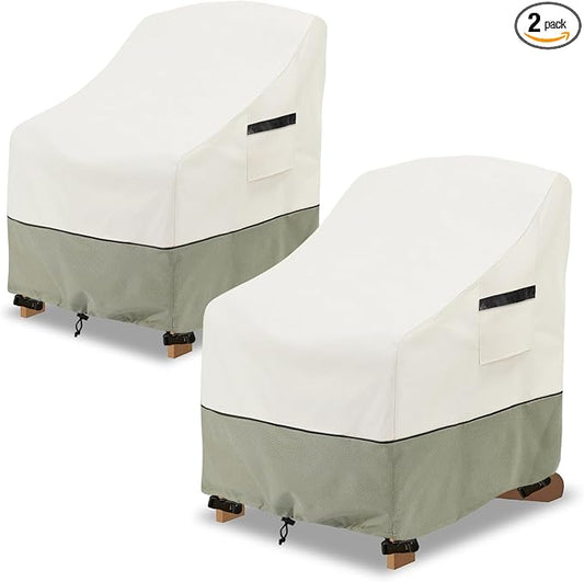 Patio Adirondack Chair Cover 2 Pack,Waterproof Heavy Duty Outdoor Chair Covers,Patio Adirondack Chair Cover for Outdoor Chair(30W x 34 D x 36 H inches),White&Grayish Green