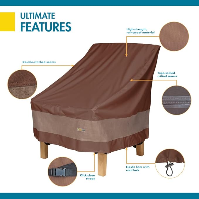 DUCKCOVERS Ultimate Waterproof 36 Inch Patio Chair Cover, 2 Pack, Outdoor Patio Chair Covers