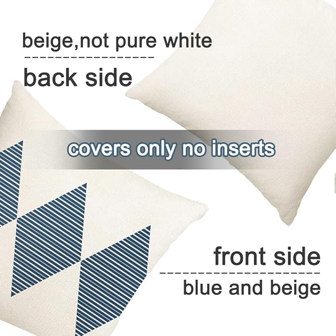 RABUSOFA Outdoor Pillows Waterproof,18x18 inch Blue and White Boho Set of 4 for Patio Furniture,Sunbrella Outdoor Pillow Covers(2B-18) (18"x18")