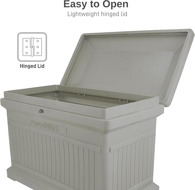 RTS Home Accents Parcelwirx Premium Horizontal Storage Cabinet/Package Delivery Drop Box with Hinged Lid, Prestige Pewter
