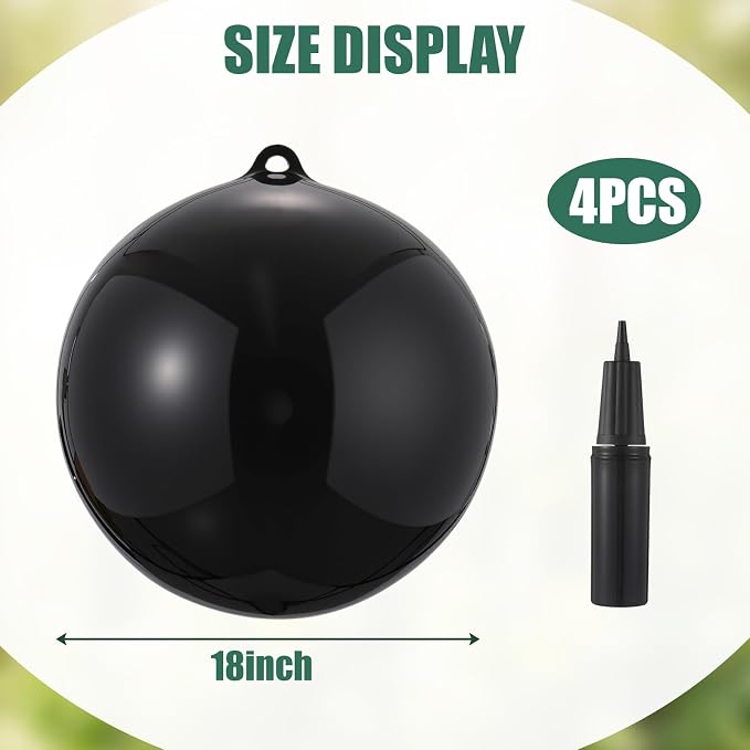 4 Pack Inflatable Fly Trap Balls 18inch Sticky Catcher for Black Yellow Greenhead Flies Outdoor Insect Control for Barn Stable Garden Greenhouse (Glue Not Included) (Fly Ball Trap)
