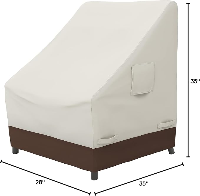 AmazonBasics Outdoor Patio High-Back Chair Cover, Beige/Tan, 35"x 28"