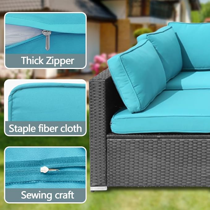 14Pcs Outdoor Cushion Covers Replacement Washable w/Zipper for 6-Seaters Sofa Patio Slipcovers Set Seat and Back Covers Only-25x25x3.15inch