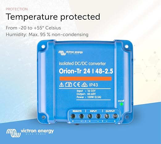 Victron Energy Orion-Tr DC to DC Converter - 24/48-Volt 2.5 amp 120-Watt - IP43 Protected - for Dual Battery Systems - Isolated
