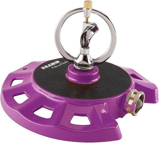 Dramm ColorStorm Spinning Sprinkler with Heavy Duty Stationary Base , Works with Low PSI of 20 or More, Perfect for Well Systems, Berry, Covers 38 Sq Feet