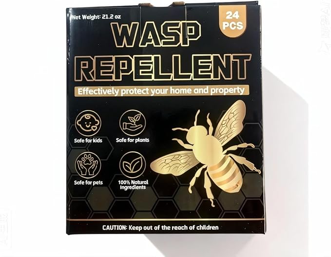 36 Pack Wasp and Bee Repellent Outdoor, Natural Peppermint Oil Carpenter Bee Repellent for Yellow Jackets, Hornets, Mud Wasps Deterrent for Indoor Outdoor Patio Garden Porch, Pet and Human Safe