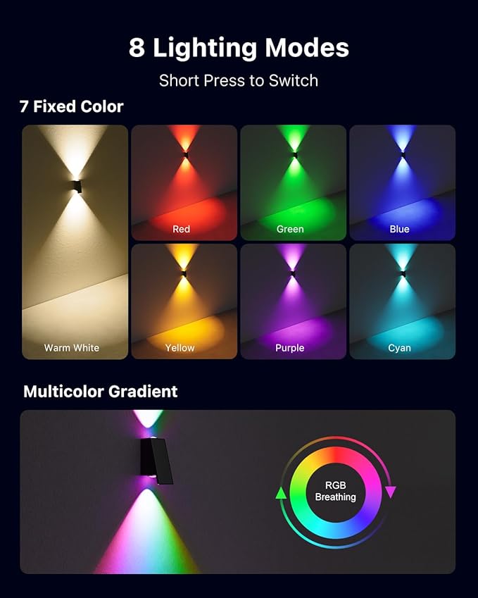 12 Pack Color Changing Solar Powered Fence Lights Outdoor Waterproof Wall Mount LED RGB Ambiance Lamps for Outside Pool Cage, Patio, Deck, House, Garden, Yard Decorative with 8 Colorful Lighting Modes