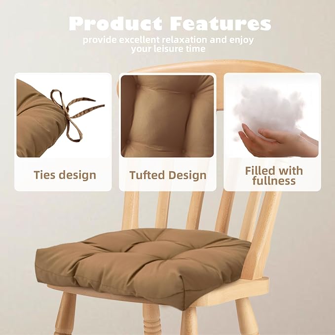 2 Pcs Outdoor Chair Cushions, Waterproof Seat Cushions for Wicker Chairs, Floral Patio Furniture Chair Pads, Grey Leaf, 19"x19"x3.9"
