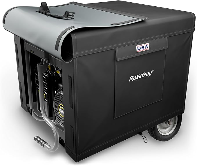 Rosefray Generator Cover-32”Lx24”Wx24”H,600D Heavy Duty Waterproof, Small Outside Equipment Cover for Champion,Predator,BILT HARD,Ryobi,Generac,Westinghouse Portable Generator 5000-10000W-Black/2XL