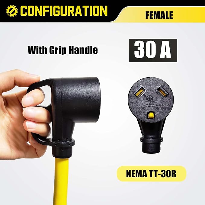 30 Amp 4 Prong Twist Lock to 3 Prong RV Adapter Cord, Generator Plug NEMA L14-30P to TT-30R for Trailer Camper