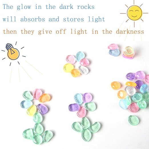 Glowing Pebbles for Garden Outdoor, Garden Glow Rocks, 4.4 Lbs | 1200PCS garden glow rocks, non-toxic for hours of steady glow, perfect for landscaping, patio,fish tank and garden decoration