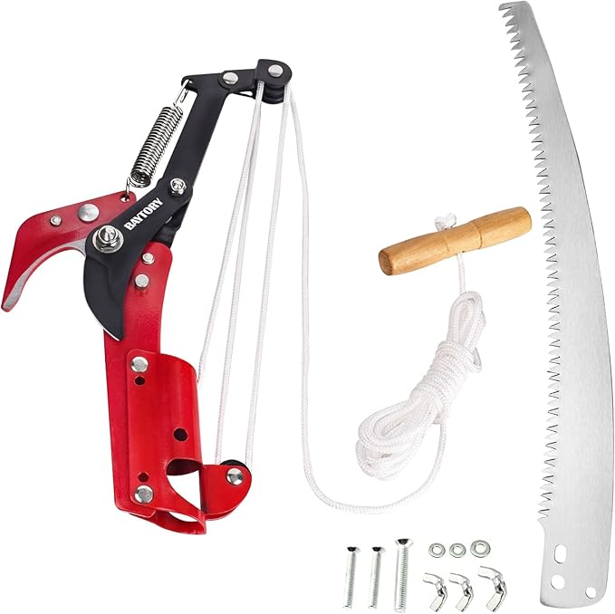 BAYTORY Extendable Tree Pruner Saw Head Without Pole, High-Altitude Branches Trimmer Pruning Shears, Harvester Clipper for Plant Twig Vine, Labor-saving 3 Wheels Garden Trimming Tool