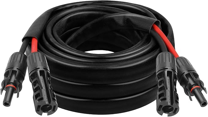 8AWG Solar Cable - 20FT Solar Panel Extension Cord 8 Gauge PV Wire with Flame Retardant Protective Sleeving Female & Male Waterproof Connector for RV, Photovoltaic Systems, Solar Panels (20 Feet)