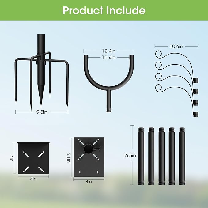 Bird Feeder Pole,Adjustable 47"-108" Heavy Duty Bird House Pole,Upgraded U-Shape Platform,4 Shepherd Hooks for Outdoor Garden & Yard