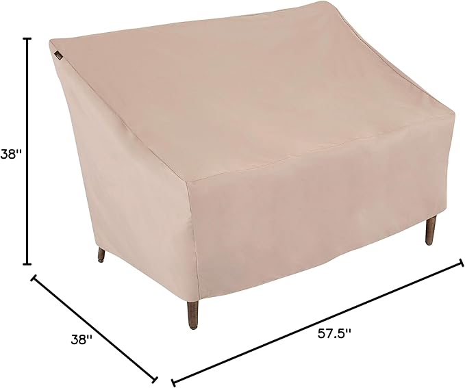 Modern Leisure Chalet Patio Loveseat Cover - Weather-Resistant Fabric - Outdoor Furniture Protection Perfect for Patio, Deck, and Porch - 57.5" L x 38" W x 38" H - Beige