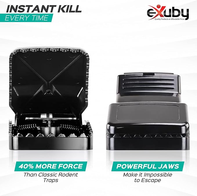 eXuby Large Powerful Rat Traps - Kills Instantly with Powerful Steel Spring - Setup in Seconds - Wash & Reuse Over & Over - Hands Free Disposal - Rat Control Without Harmful Poisons (6)