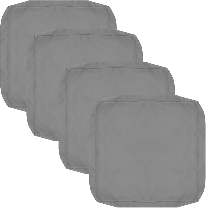 FLYMEI Patio Cushion Covers 24x22x4 Waterproof Outdoor Cushion Cover Replacement 4Packs Outdoor Seat Cushion Slipcover for Rattan Chair Sofa, Grey
