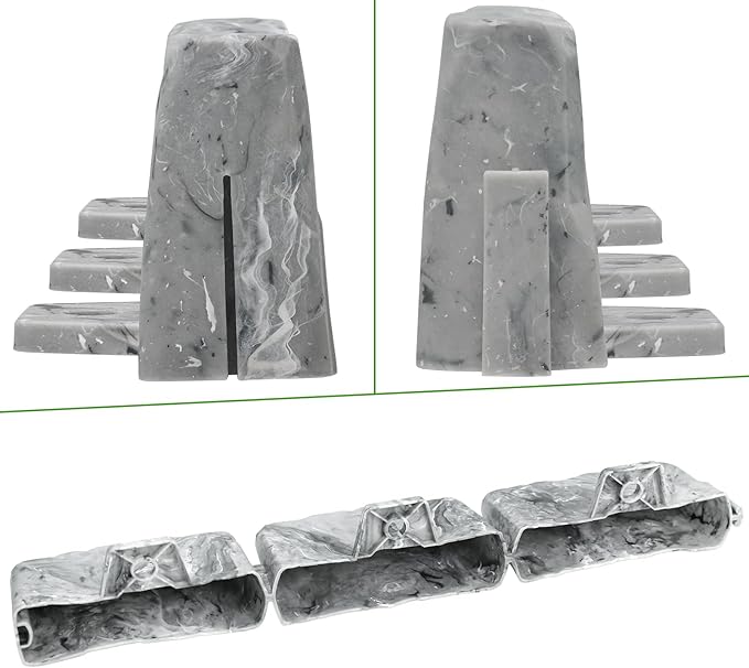 Landscape Edging Garden Edging Border Faux Stone Edging,17FT x 2.75 in Tall Decorative Stone-Look Garden Border for Flower Bed Edging,Yard Edging,Lawn Trees and Gardens,with Anchoring Spikes,Gray