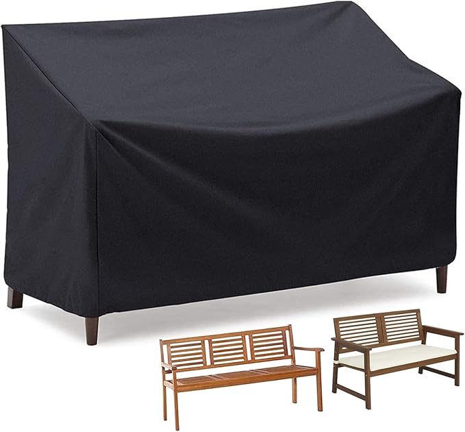 Kingling Outdoor Bench Cover Waterproof for 64 Inch Patio Acacia Wood Bench & 3 Seat Patio Loveseat, Sofa, Glider Heavy Duty Patio Furniture Covers for Outdoor Seating-64 W x 25" D x 35" H Black