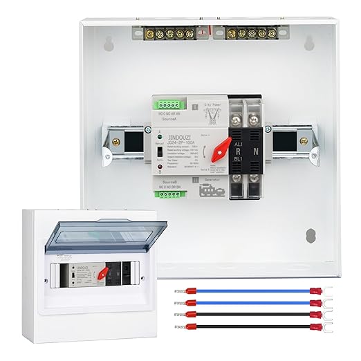 100A Automatic Transfer Switch,110V Millisecond Level Dual Power Automatic Transfer Switch, Generator Transfer Switch, with Metal Distribution Box