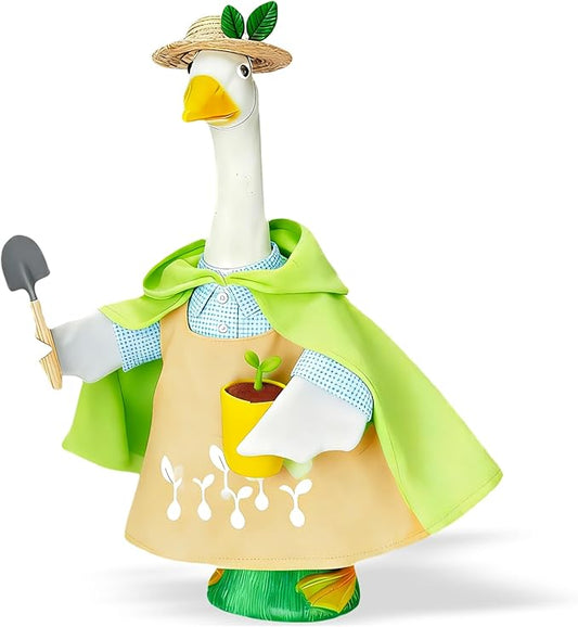 Gardener Porch Goose Outfits Spring Goose Outfit Cute Lawn Porch Goose Clothes Fits 23" Cement Plastic Goose Statue for Outdoor Garden Yard Patio Art Decor(Spring Sower)