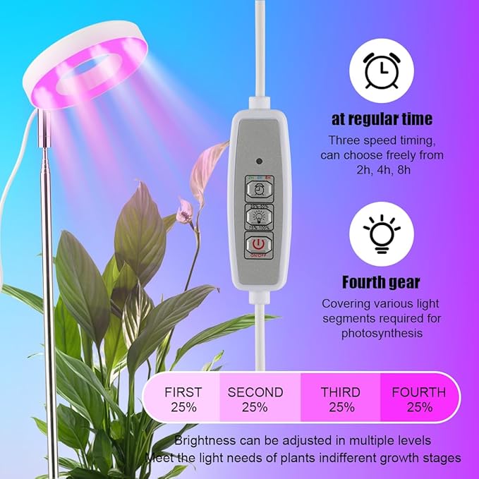 RooTrimmer 2 Pack 11 Inch Plant Pots with LED Grow Light,Full Spectrum Indoor Planter Kit with Soil Moisture Meter & Drainage System,Modern Flower Pots for Home Office Plants