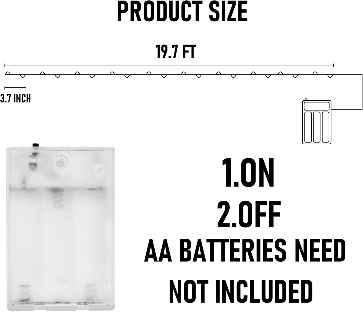 Dazzle Bright Fairy Lights Battery Operated, 20 FT 60 LED Silver Wire Waterproof Battery Operated String Lights, Christmas Decorations for Indoor Outdoor Bedroom Yard Decor, White