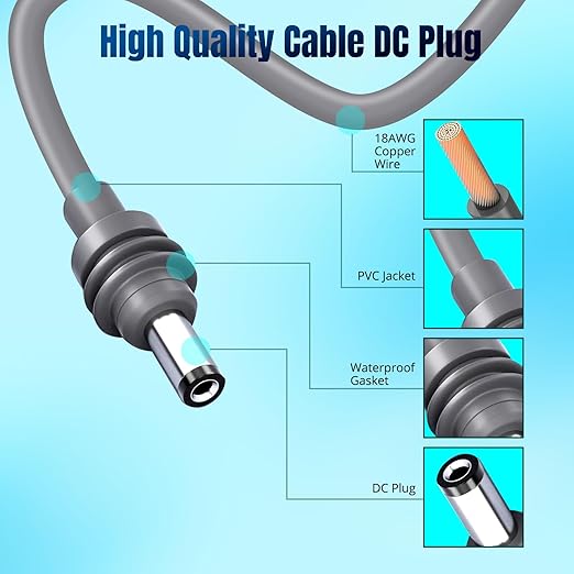 Starlink Mini DC Extension Cable 32.8Ft, Waterproof Power Converter Adapter, Female to O Ring Replacement Accessories,Compatible with Starlink Mini Pipe Adapter & Original Power Cable