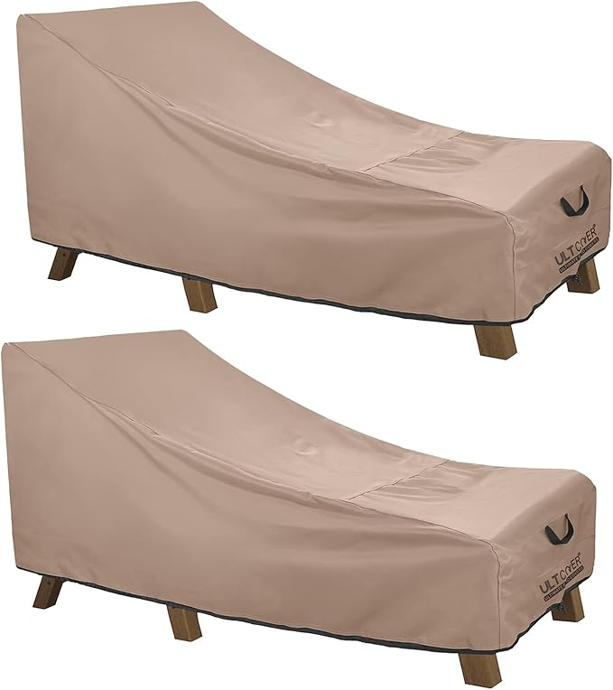 ULTCOVER Waterproof Patio Lounge Chair Cover Heavy Duty Outdoor Chaise Lounge Covers 2 Pack - 64L x 28W x 30H inch