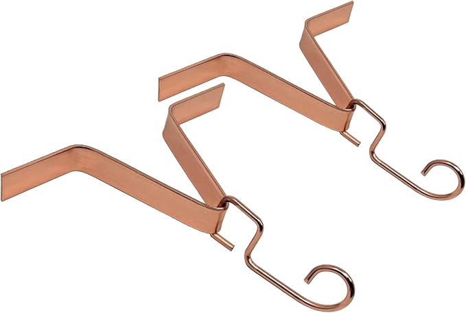 U-nitt Gutter Clip for Rain Chain Installation DIY | Gutter Adapter for Roof Downspout Chain | Water Collection | Copper Color 2 PK, Heavy Metal, 6 X 5 inches, Adjustable, Fits 2 in Gutter Hole