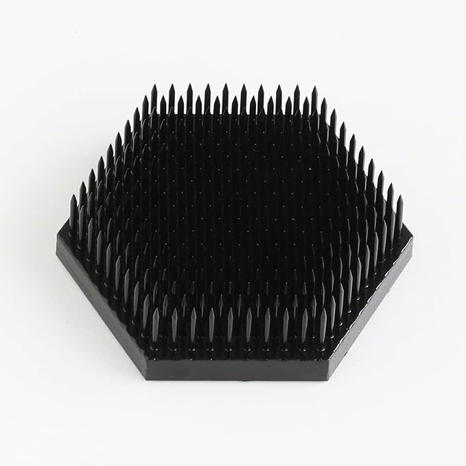 Wazakura Japanese Black Hexagon Ikebana Kenzan Flower Holder 2.6 in (68 mm), Made in Japan Floral Arranging Pin Frog Tool