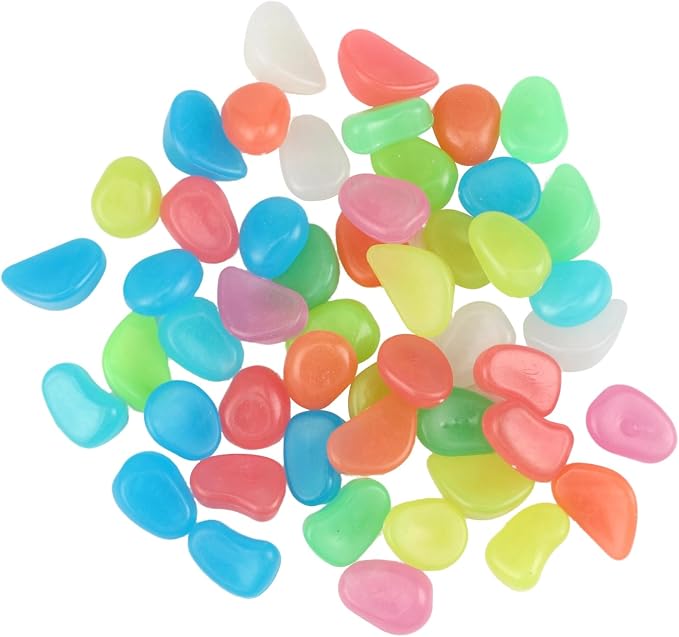 750 Pcs Glow in The Dark Rocks, 1.1 in Garden Pebbles, Decorative Aquarium Gravel, Safe Plastic Luminous Stones for Fish Tank, Garden, Plant, DIY Decoration