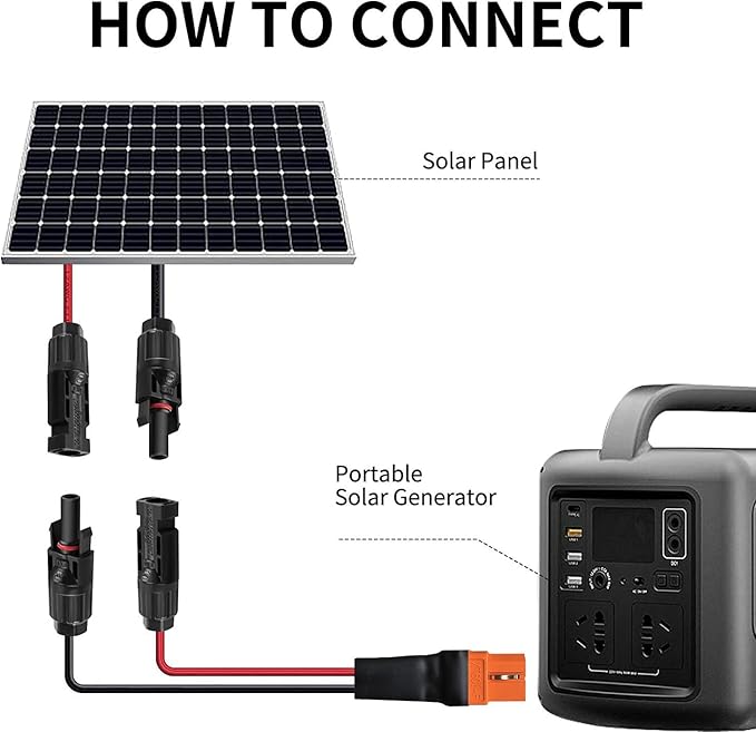 Solar to XT60i 10AWG Extension Cable XT60I-F 6mm2 Solar Cable Compatible for Portable Power Station 3m (10AWG 10FT)