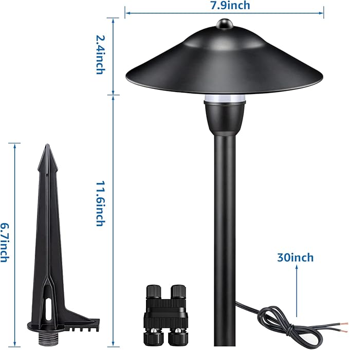 SUNVIE LED Low Voltage Landscape Lights 3W Cast-Aluminum Pathway Lights Low Voltage 12-24V Waterproof Landscape Path Lights 3000K Landscape Lighting for Yard Garden Walkway ETL Listed Cord, 12 Pack