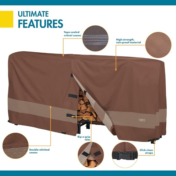 DUCKCOVERS Ultimate Waterproof 98 Inch Log Rack Cover, Outdoor Patio Cover