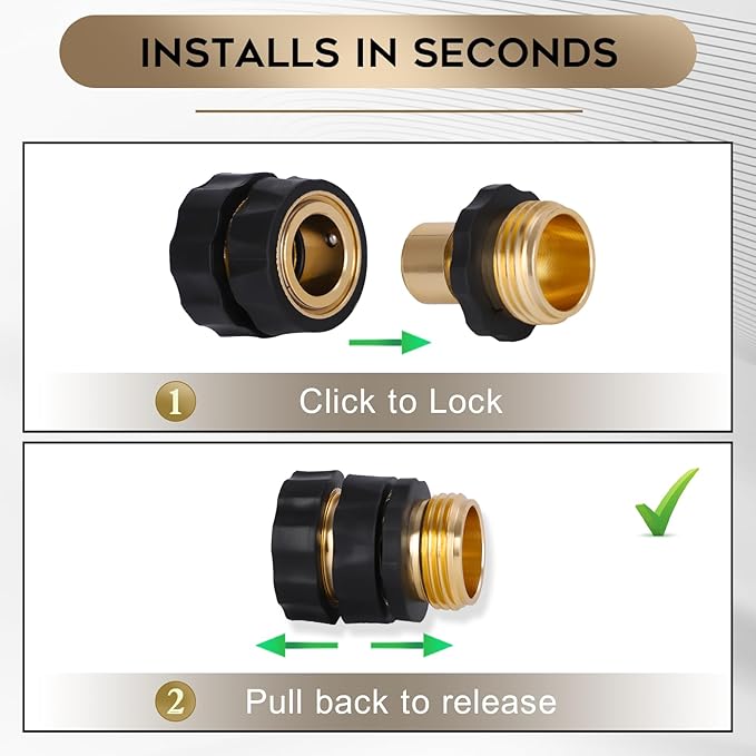 Dalmbox Garden Hose Quick Connector, 3/4" Male and Female Quick Release Garden Hose Connect Fittings With 4 Rubber Washers,4 sets