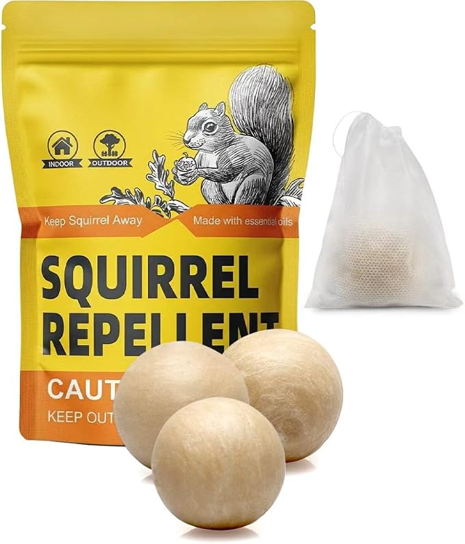 Squirrel Repellent Outdoor, Natural Chipmunk Repellent, Mint Repel Squrriels and Chipmunks from Gardens, Patios, Garages and Bird Feeders, Covers Up to 120 sq ft - 3 Packs