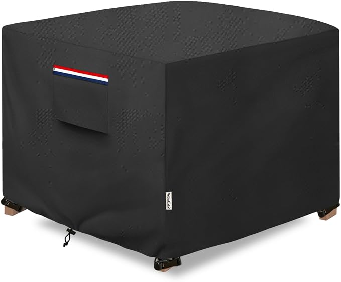 Patio Ottoman Cover Waterproof Heavy Duty Square Outdoor Ottoman Covers, 32W x 32D x 18H Inches Patio Furniture Covering Protector Outdoor Side Table Cover (Black)