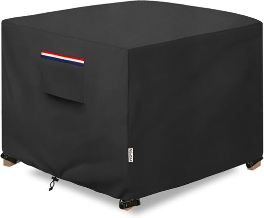 Patio Ottoman Cover Waterproof Heavy Duty Square Outdoor Ottoman Covers, 32W x 32D x 18H Inches Patio Furniture Covering Protector Outdoor Side Table Cover (Black)