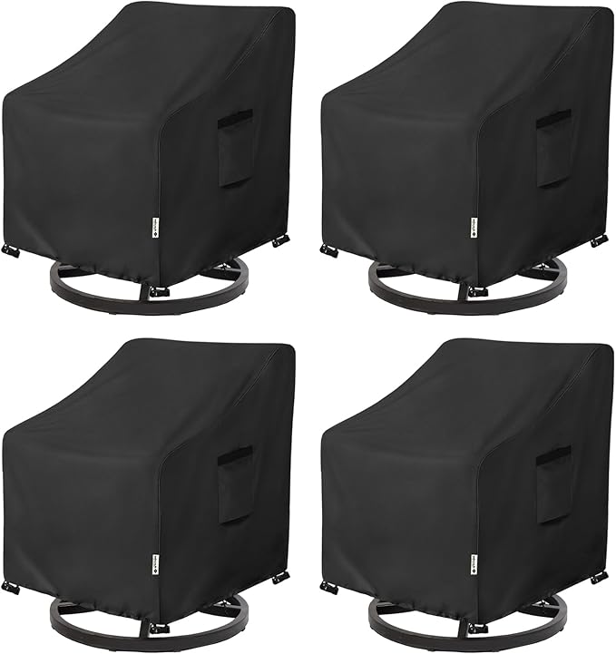 Patio Chair Covers Waterproof Patio Furniture Covers,30W x 34D x 38 H Inches Outdoor Swivel Chair Cover 4 Pack -Black