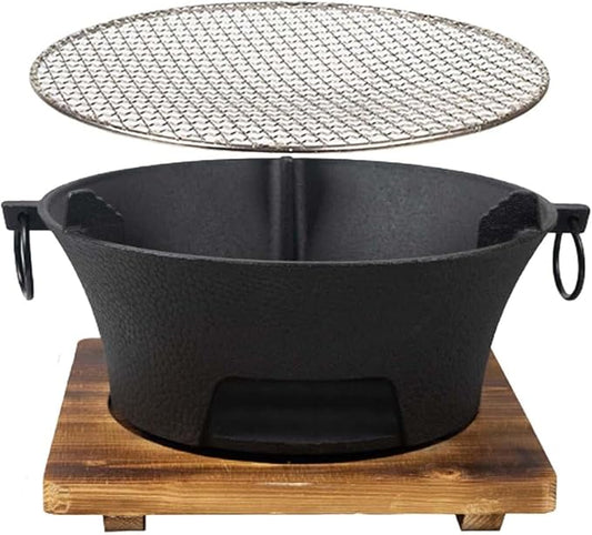 Round Seasoned Cast Iron Charcoal Hibachi Grill