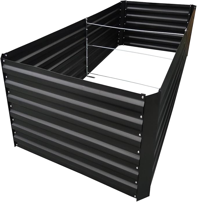 6x3x2FT Metal Raised Garden Bed Kit, Galvanized Outdoor Garden Bed Planter Box for Vegetables, Flowers, Herbs, Succulents and More, Black
