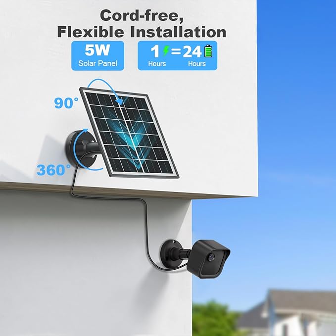 5 Pack 5W Solar Panel Charger Compatible with All-New Blink Outdoor 4 (4th Gen)/(3rd Gen) & XT3/XT2/XT Cam, Power Your Blink Indoor or Outdoor Cam Continuously with 13.1 Ft Power Cable and Mount