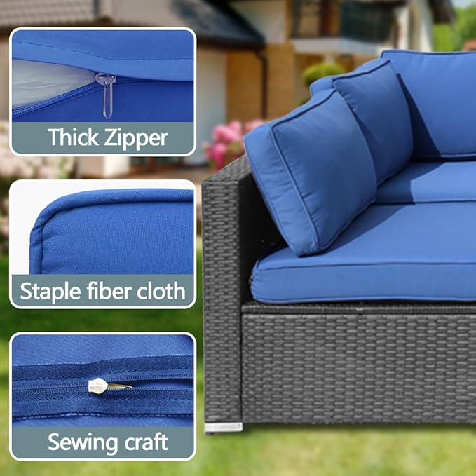 14Pcs Outdoor Cushion Covers Replacement Washable w/Zipper for 6-Seaters Sofa Patio Slipcovers Set Seat and Back Covers Only-23.6x23.6x4inch